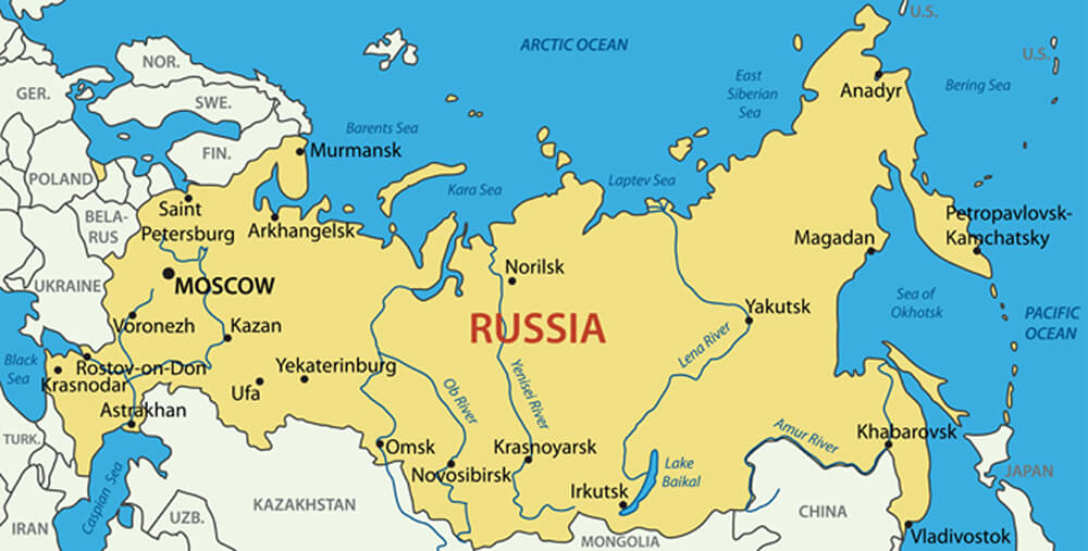 Russia Major Cities Map